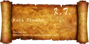 Kali Tivadar névjegykártya